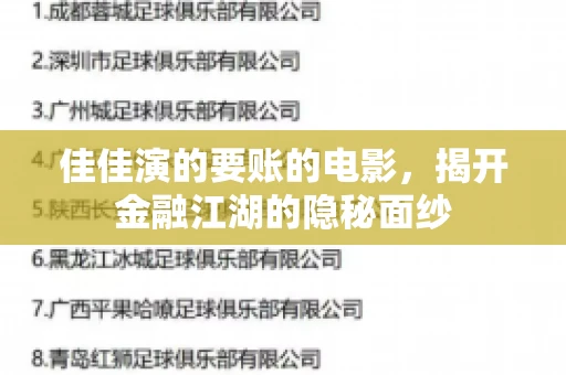 佳佳演的要账的电影，揭开金融江湖的隐秘面纱