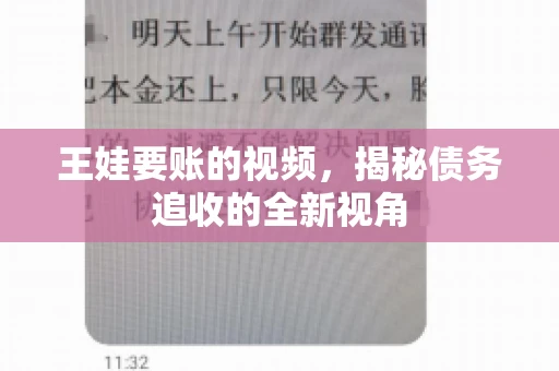 王娃要账的视频,揭秘债务追收的全新视角 王娃要账的视频,揭秘债务追收的全新视角